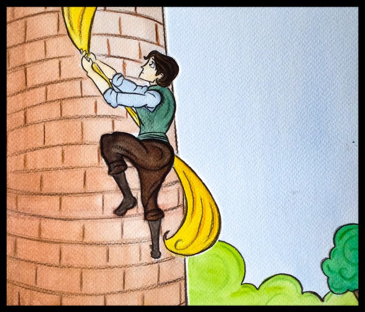 The Prince Climbs up to Meet Rapunzel